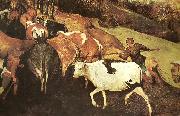Pieter Bruegel, detalj fran hjorden drives drives hem,oktober eller november